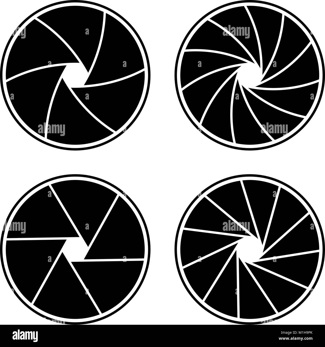 Apertura chiusa con 6/11 lame e stili diversi Illustrazione Vettoriale