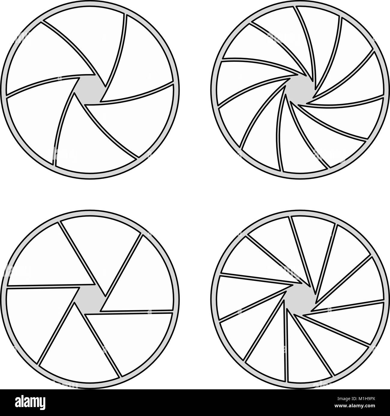 Apertura chiusa con 6/11 lame e stili diversi Illustrazione Vettoriale