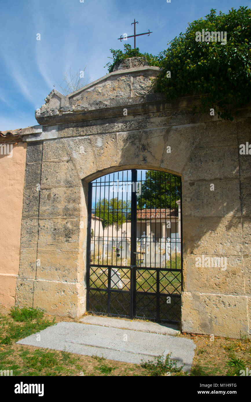 Porta del cimitero. Rascafria, provincia di Madrid, Spagna. Foto Stock