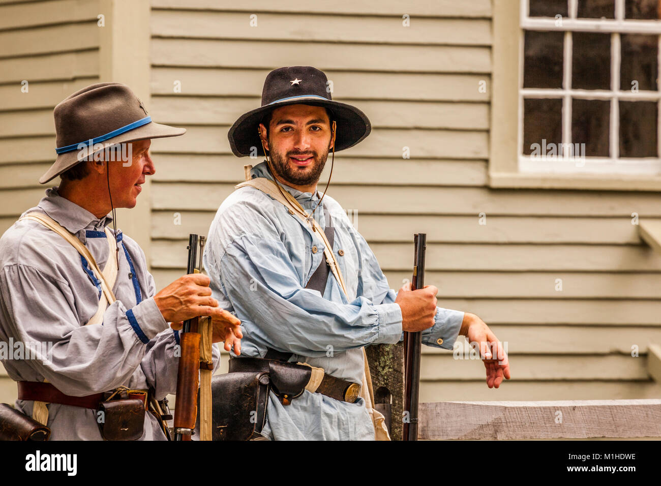 La guerra civile Reenactor Mystic Seaport   Mystic, Connecticut, Stati Uniti d'America Foto Stock