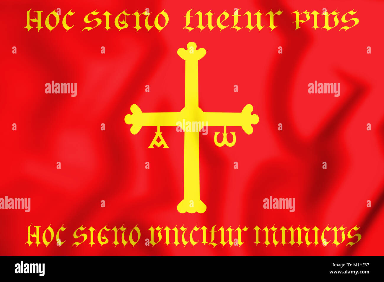 Regno delle Asturie 3D bandiera. 3D'illustrazione. Foto Stock