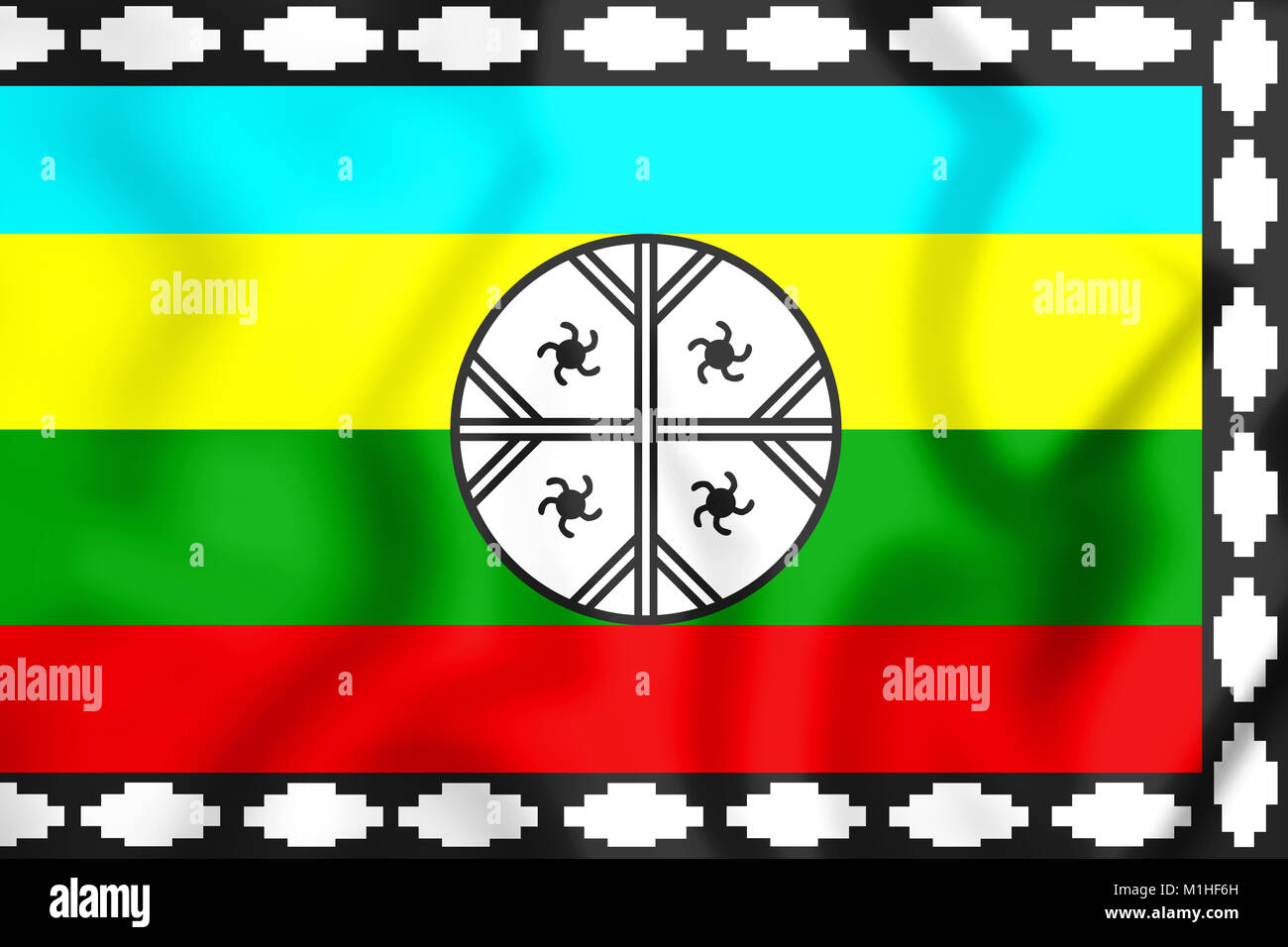 Bandiera Mapuche del territorio Nagche. 3D'illustrazione. Foto Stock