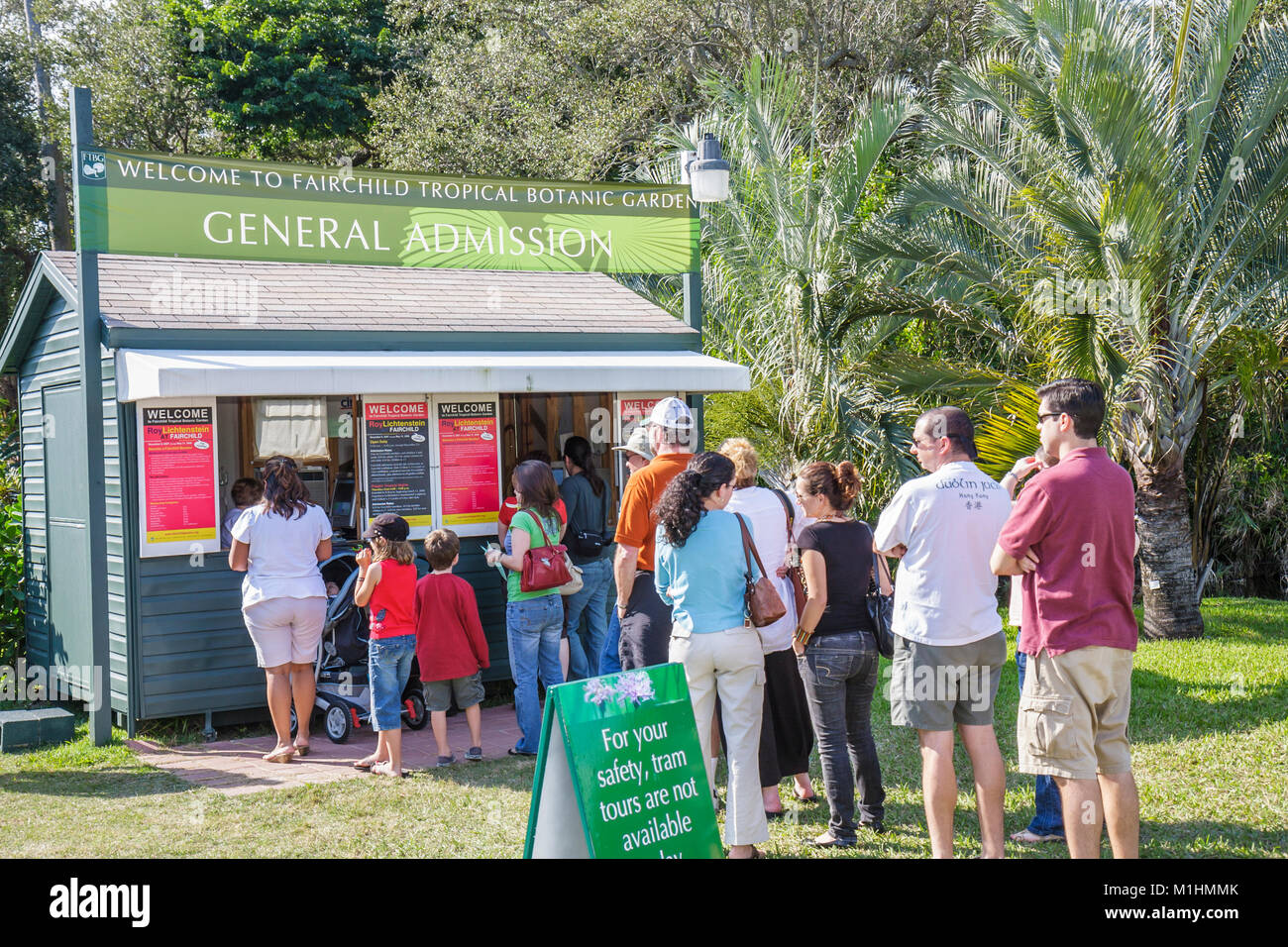 Miami Florida, Coral Gables, Fairchild Tropical Botanic Garden, piante, flora, ritiro, ingresso generale, fila, coda, ingresso, FL080126068 Foto Stock