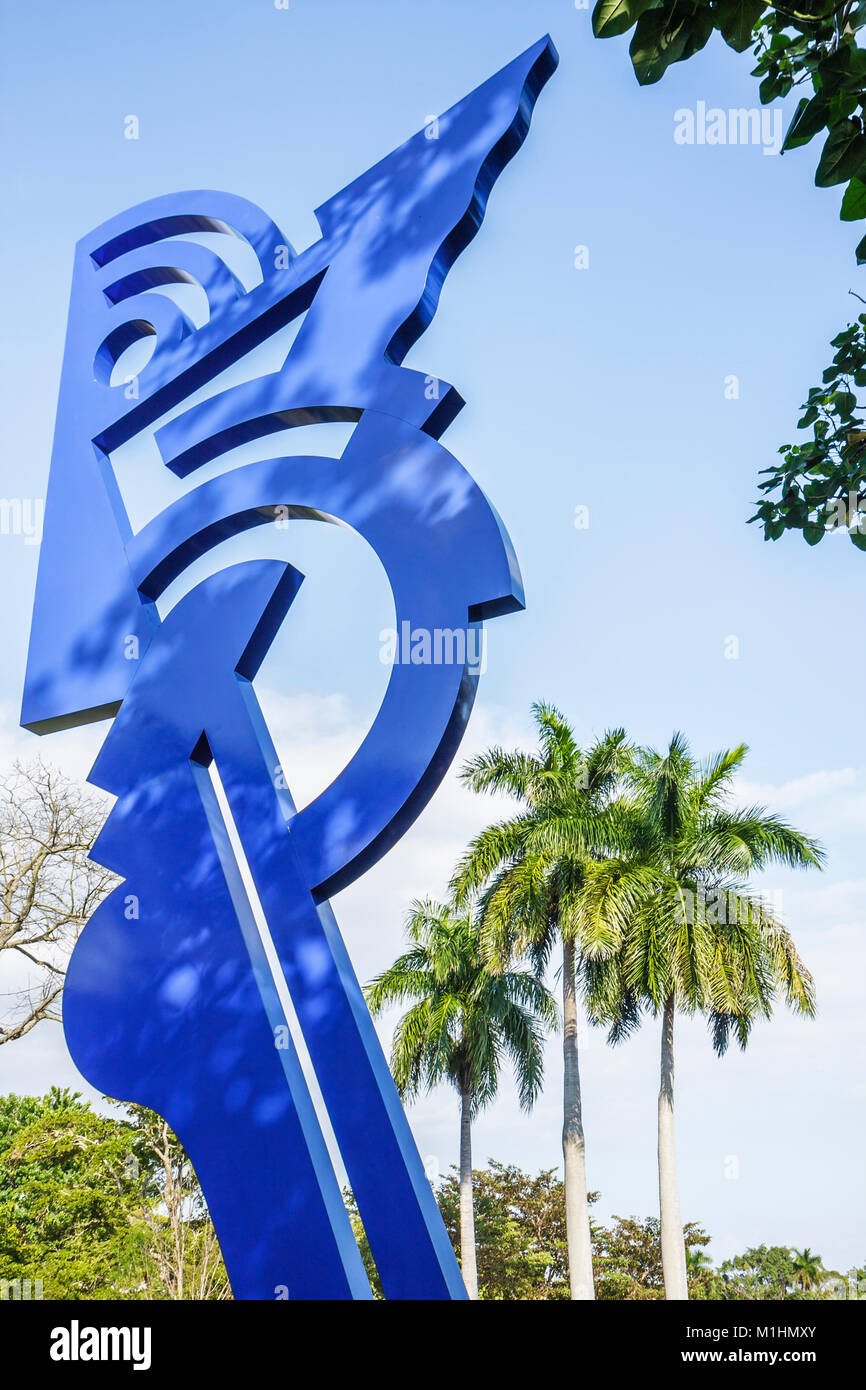 Miami Florida,Coral Gables,Fairchild Tropical Botanic Garden,piante,flora,collezione,Roy Lichtenstein,arte,artista,testa moderna,acciaio dipinto,palme, Foto Stock