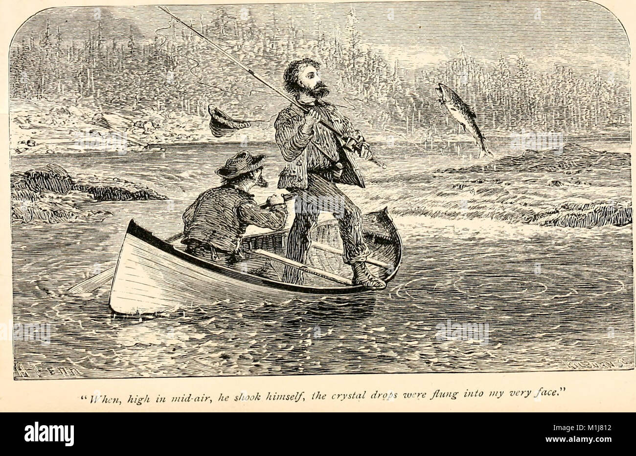 Questo lavoro del 1869 racconta le esperienze della vita da campo e delle avventure nella natura selvaggia nelle Adirondack, descrivendo in dettaglio le attività all'aperto, le strategie di sopravvivenza e la bellezza naturale della regione. Foto Stock