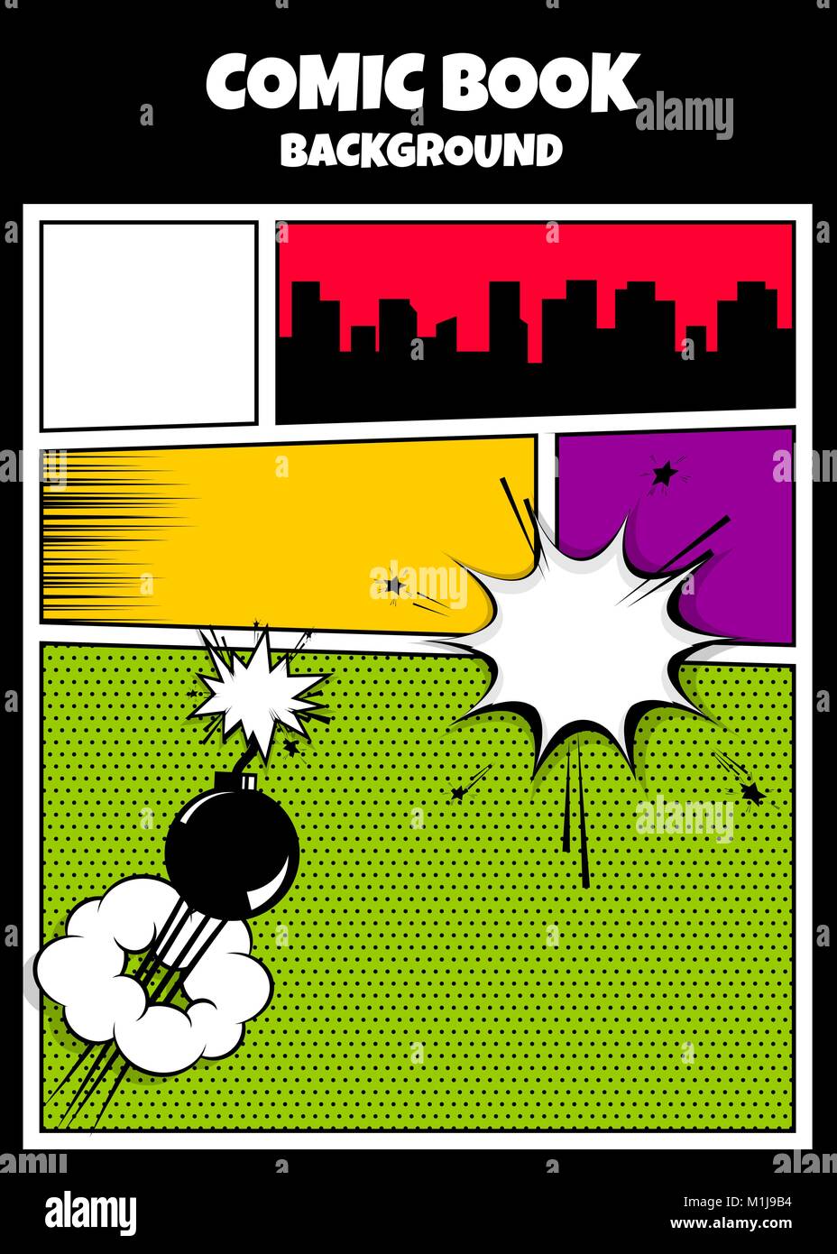 Fumetti a colori per la copertina del libro sfondo verticale Illustrazione Vettoriale