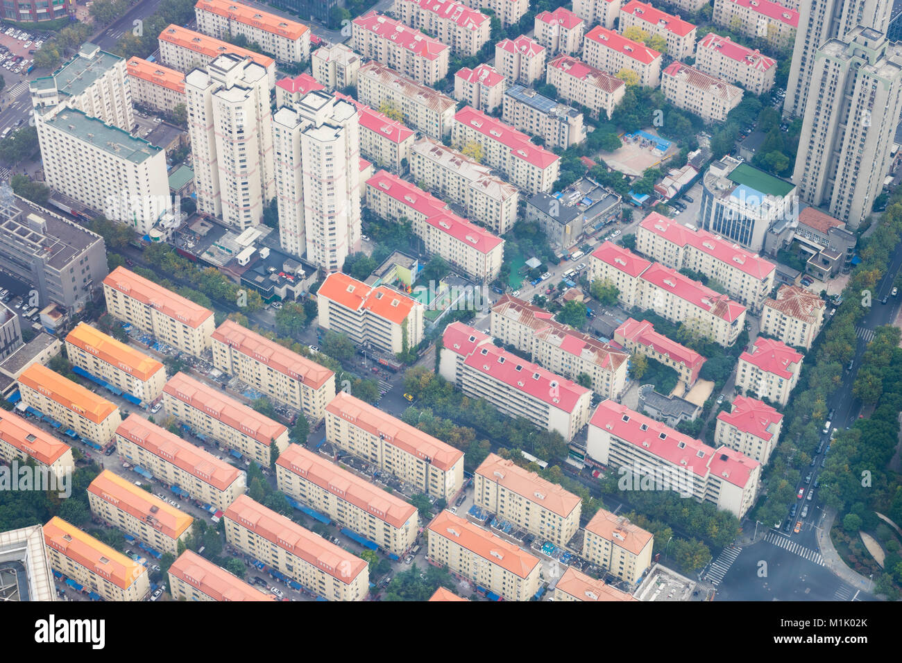 Vista aerea della zona residenziale di Shanghai Foto Stock