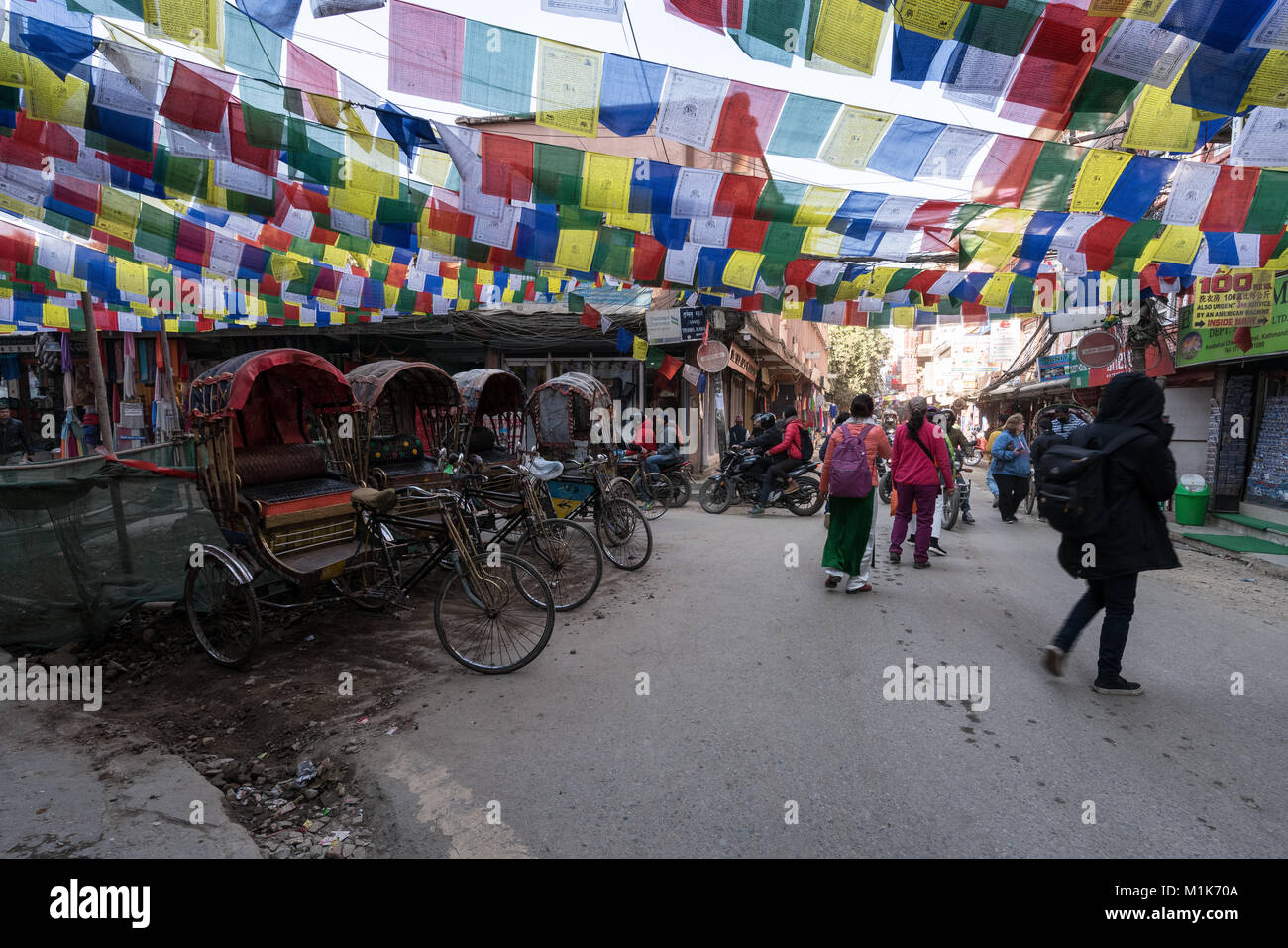 Strade di Thamel a Kathmandu in Nepal Foto Stock