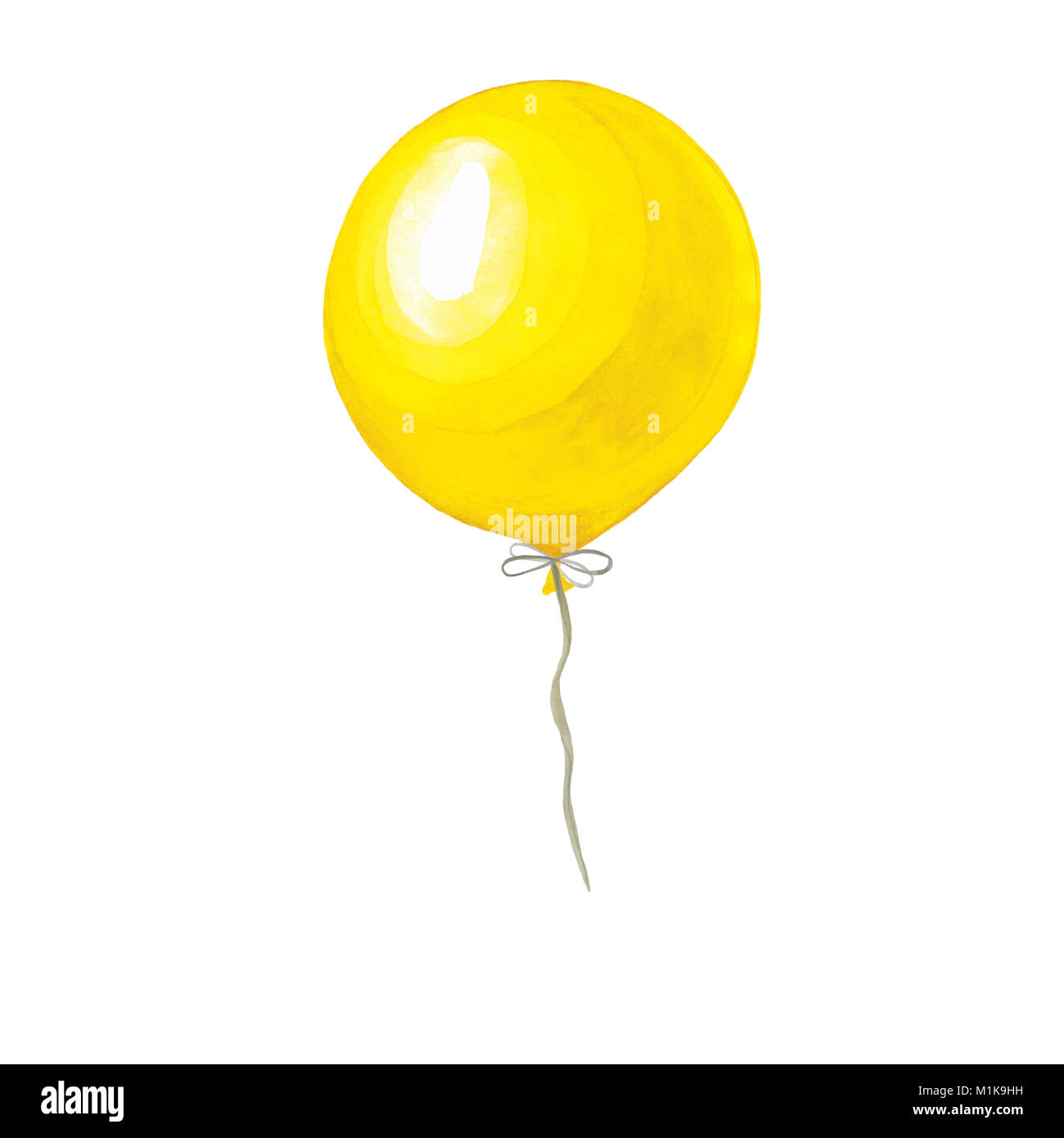 Acquerello illustrazione di un palloncino giallo. Immagine isolata su  sfondo bianco. Festosa disegno a mano Foto stock - Alamy