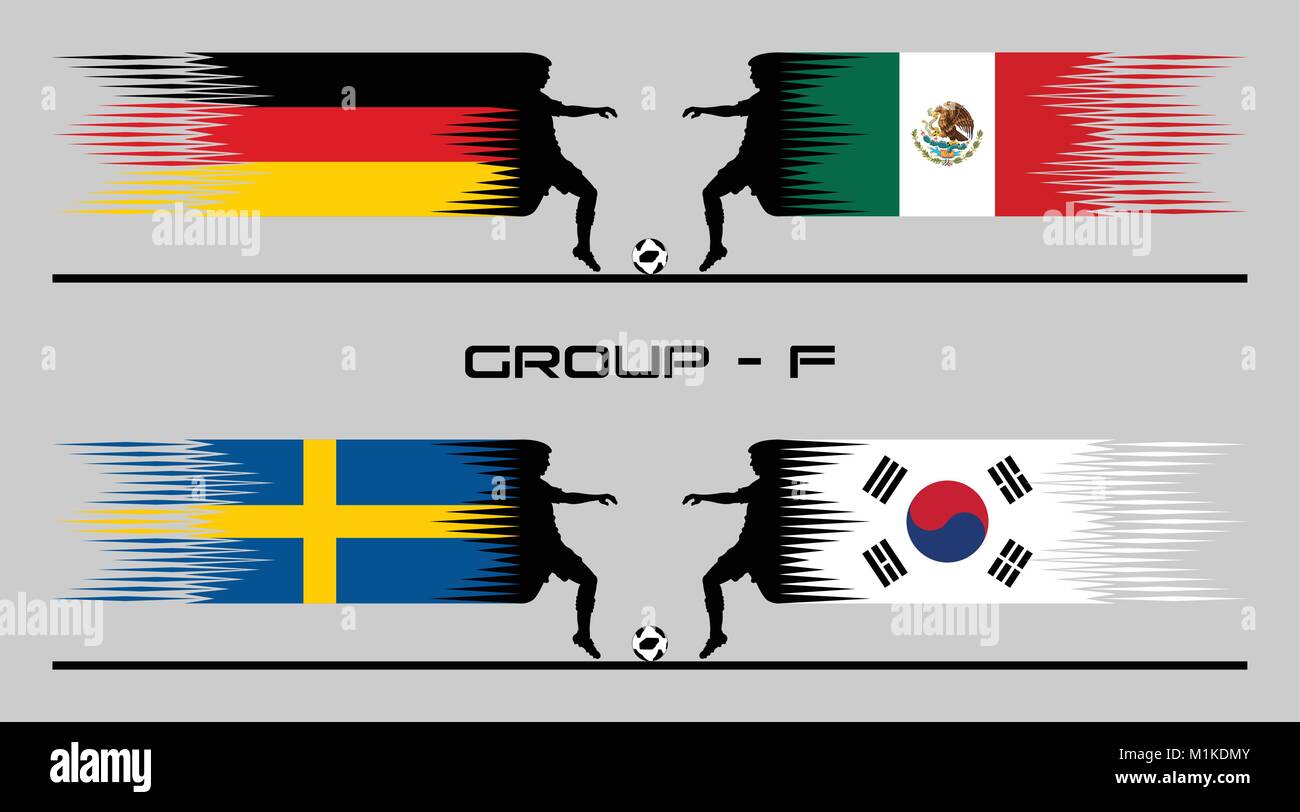 Partite di calcio della fase di gruppo - F. Il testo Tipi di fatto convertito in contorni e non è necessario alcun font. Illustrazione Vettoriale