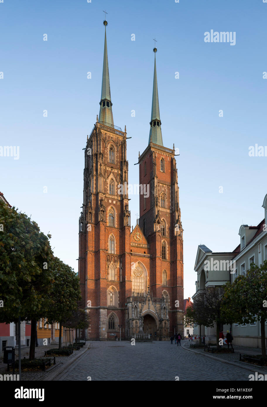 Wroclaw Breslavia, Dom Kathedrale San Johannes der Täufer, Blick von Westen Foto Stock