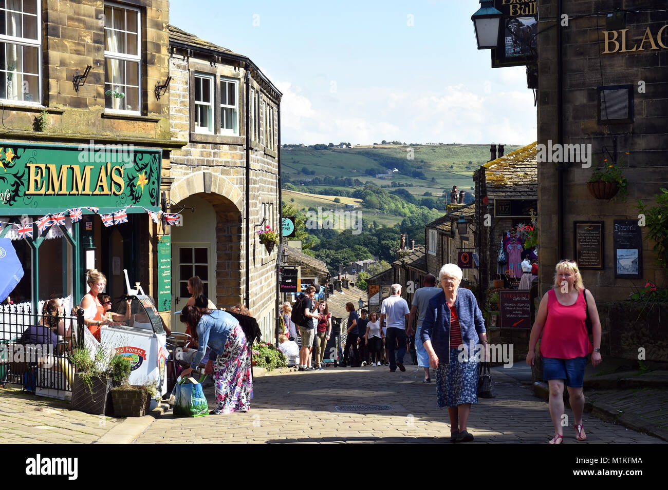 Howarth strada di ciottoli, Howarth Yorkshire Regno Unito Foto Stock
