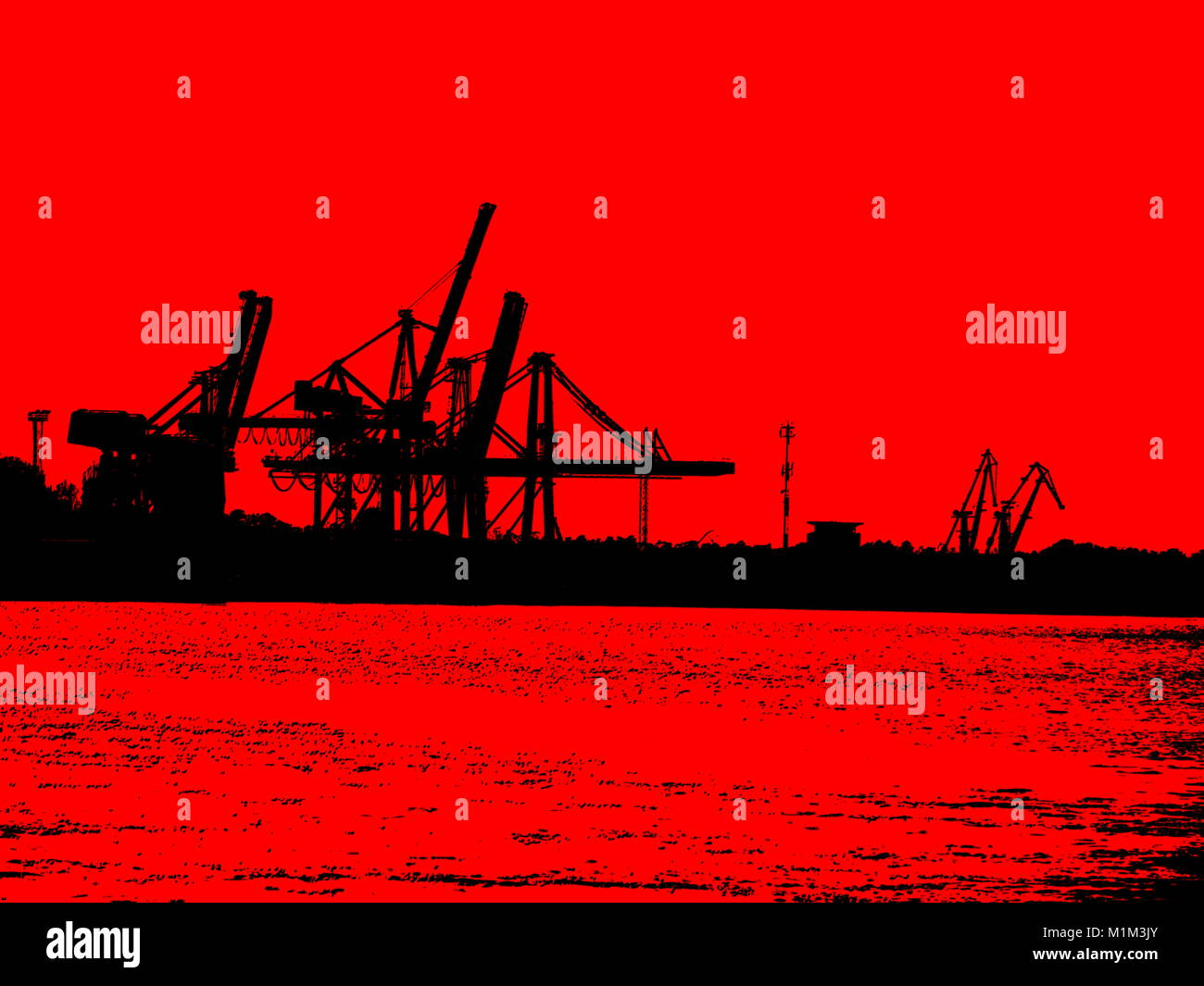 Illustrazione rosso nero Harbour Foto Stock