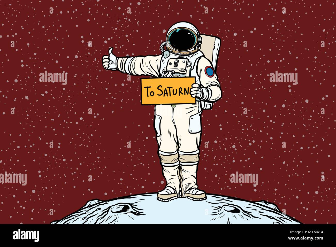 Astronauta corse del sollevatore su Saturno Illustrazione Vettoriale