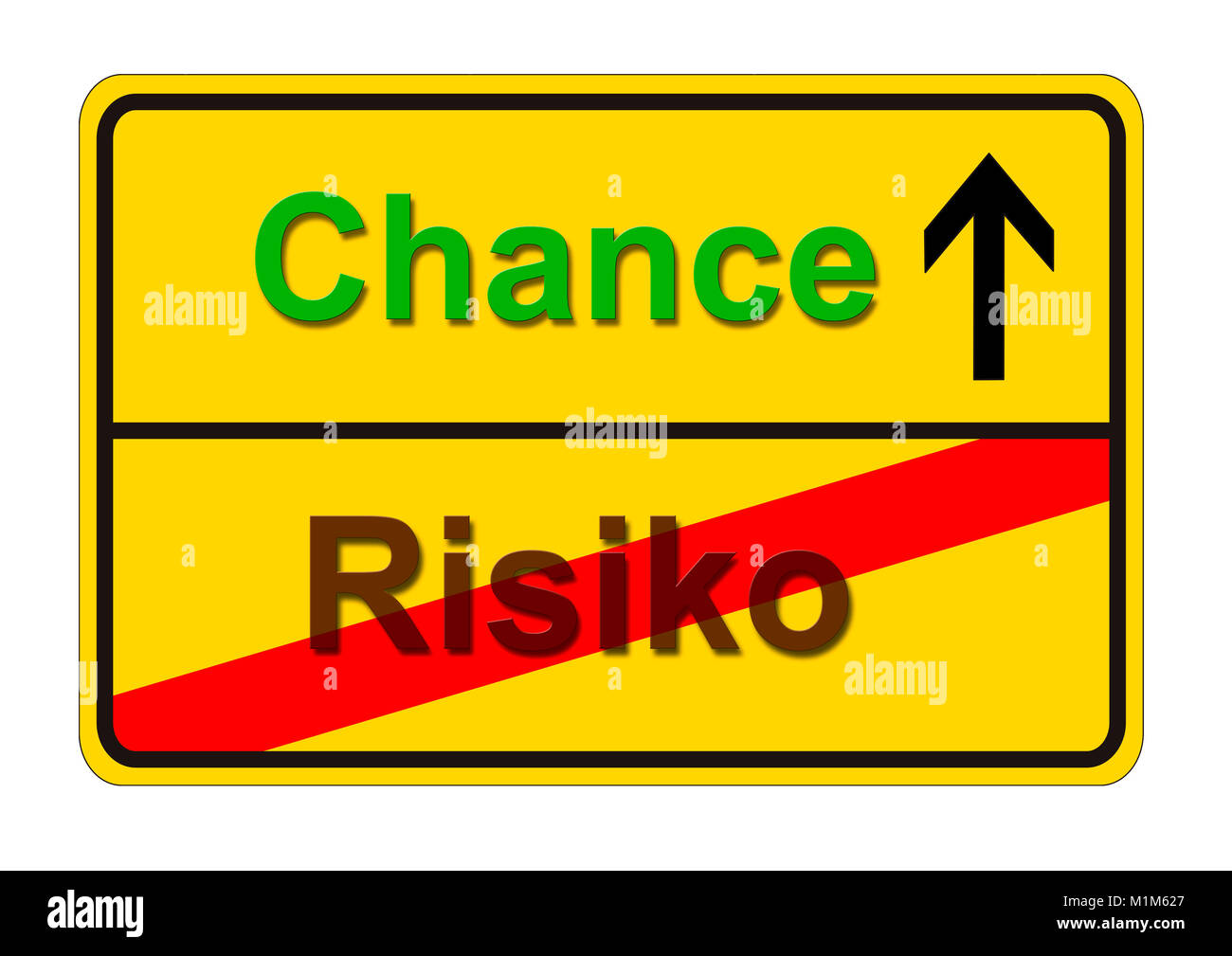 Ortsschild zeigt den weg von Risiko zur possibilità Foto Stock