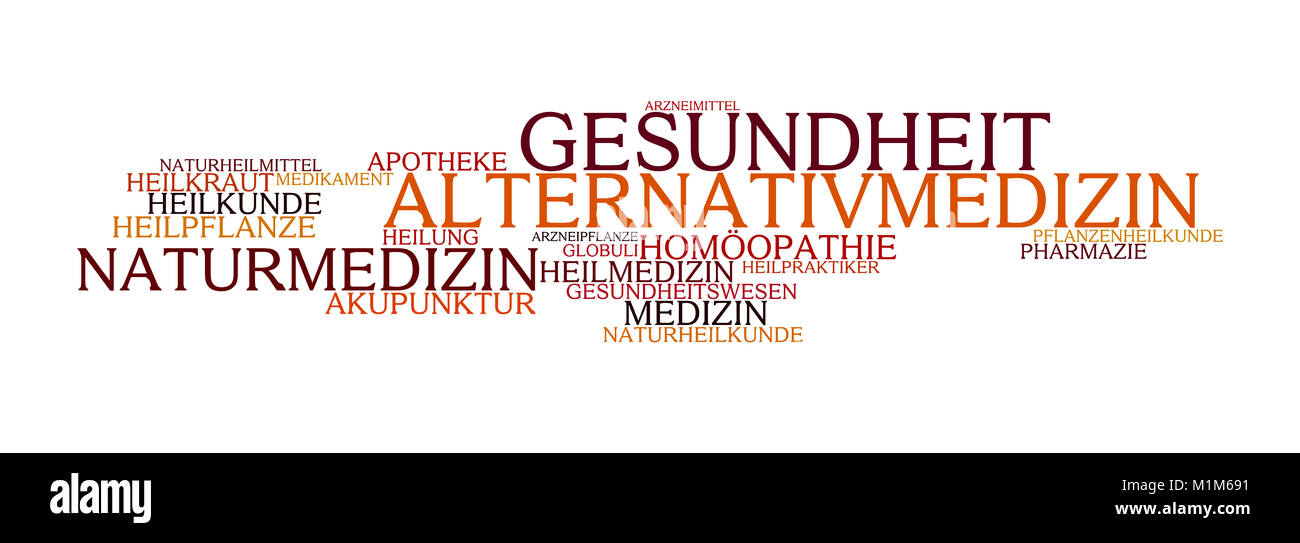 Wortwolke zu Medizin und Alternativmedizin Foto Stock