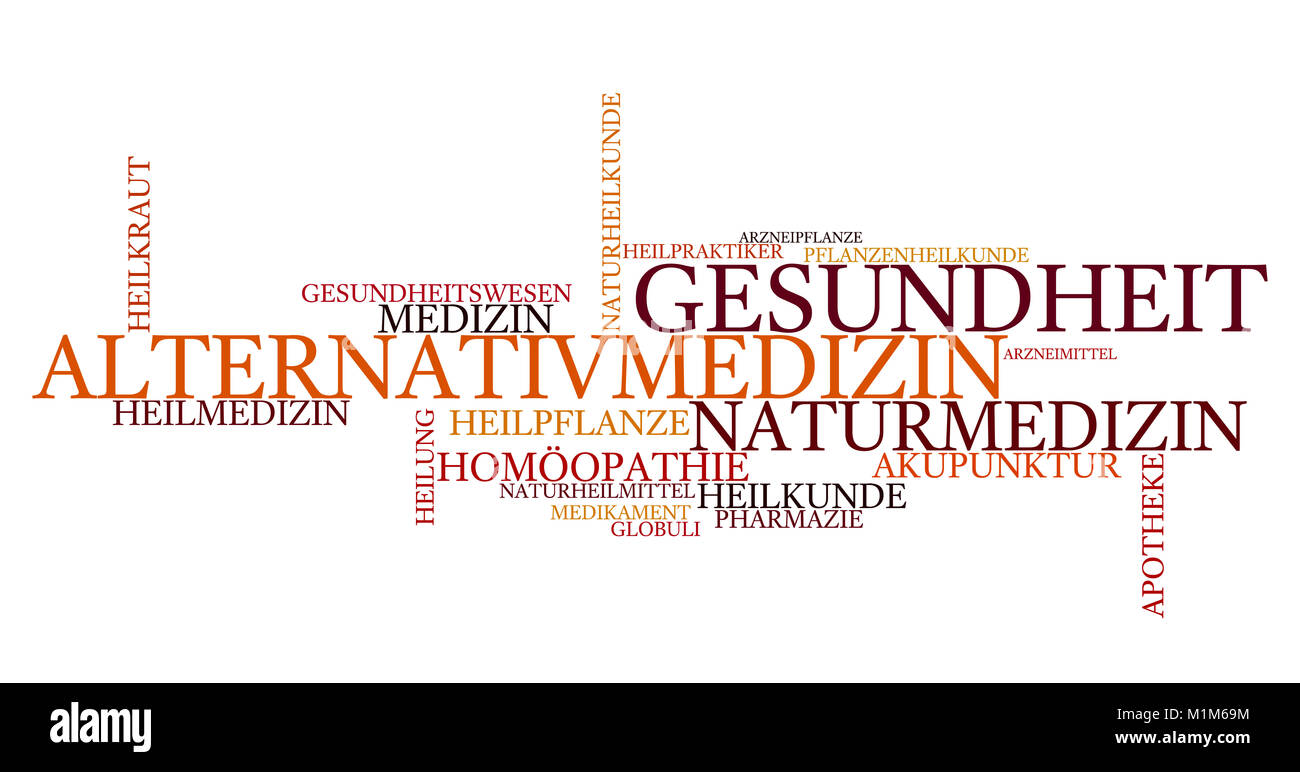 Wortwolke zu Medizin und Alternativmedizin Foto Stock