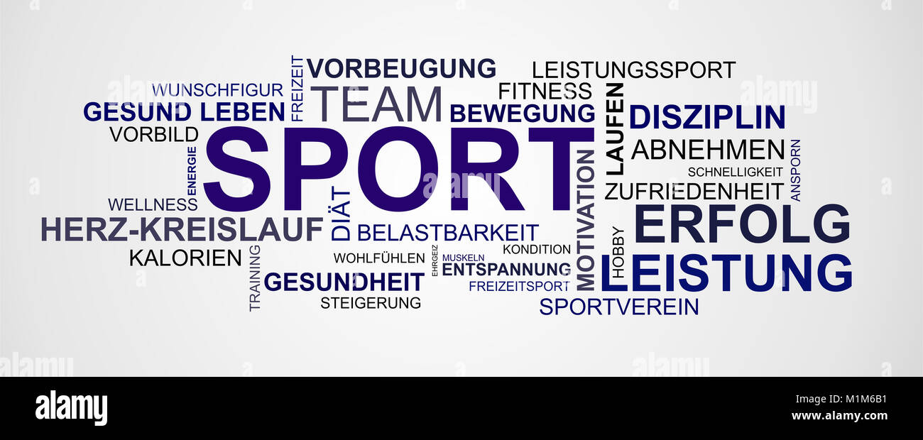 Wortwolke zum Thema Sport und Gesundheit Foto Stock