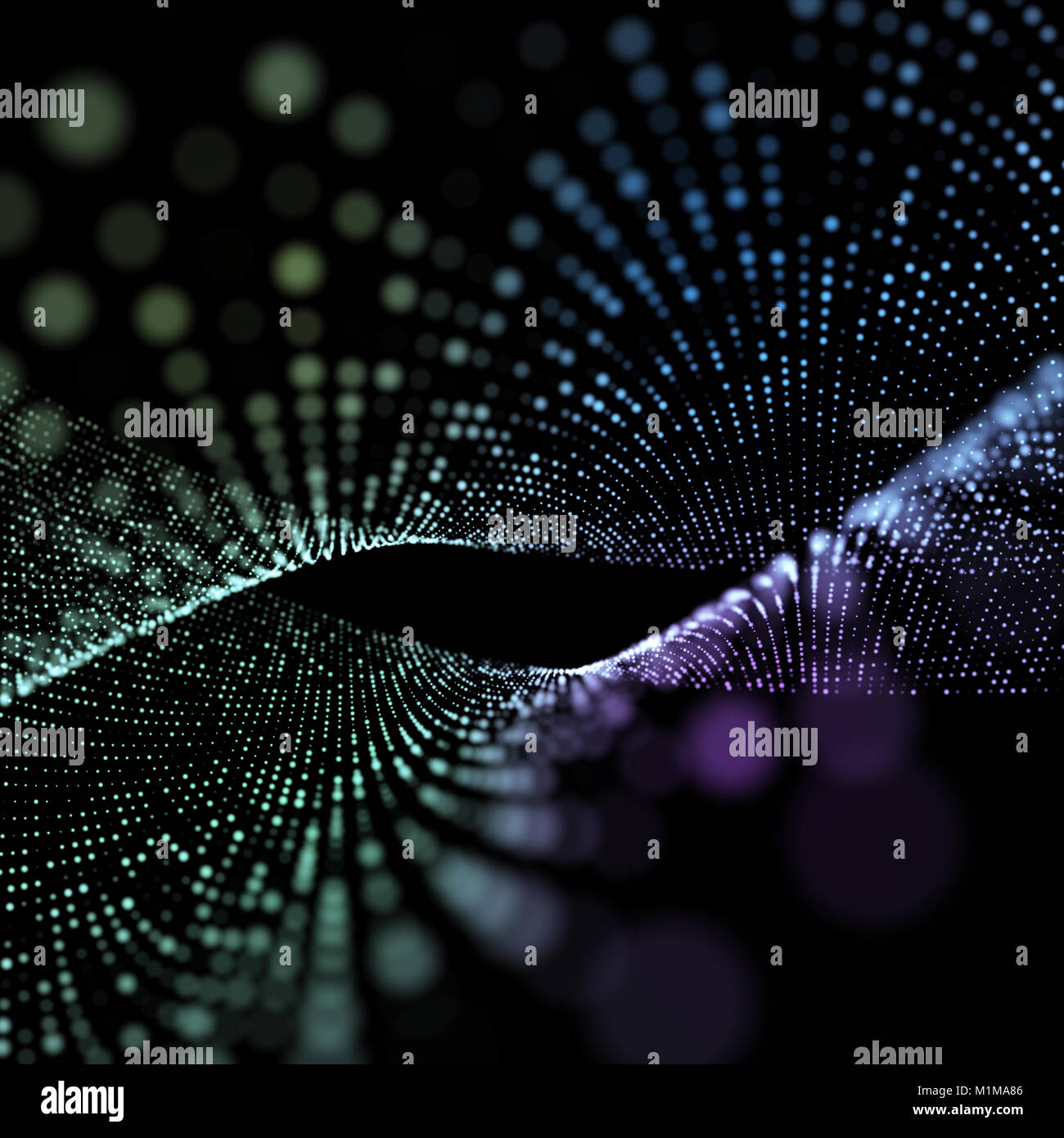Grande per la visualizzazione di dati. Informazioni di marea serie. Disposizione di onda frattale, la struttura di rete e i numeri sul tema del business digitale, Scienza delle comunicazioni e delle tecnologie. 3d'illustrazione. Foto Stock