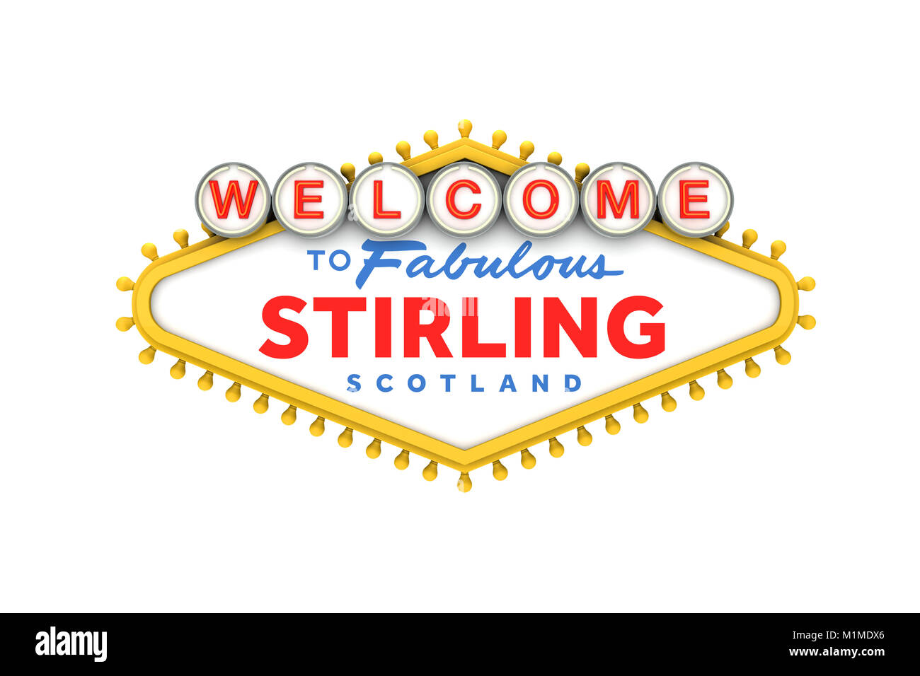 Benvenuti al segno di Stirling in classico stile las vegas design . Il rendering 3D Foto Stock