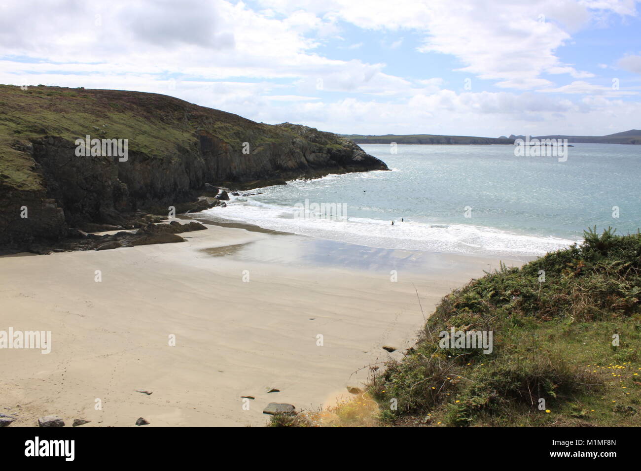 Llangrannog Beach, Cardigan Bay Spiaggia sabbiosa, Wales coast Foto Stock