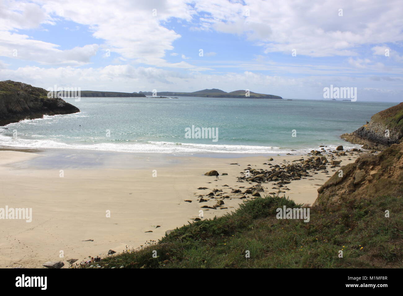 Llangrannog Beach, Cardigan Bay Spiaggia sabbiosa, Wales coast Foto Stock
