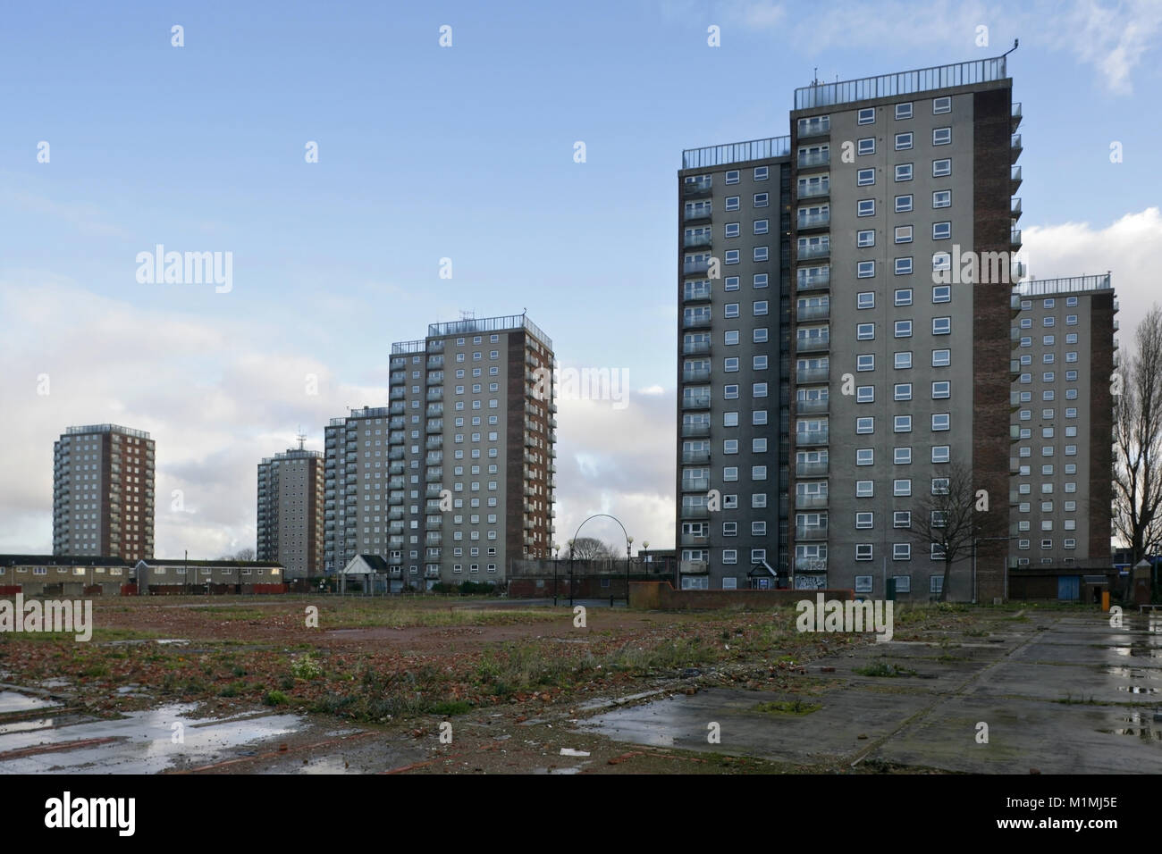 Oriente Marsh alto consiglio appartamenti, Grimsby, Regno Unito. Foto Stock