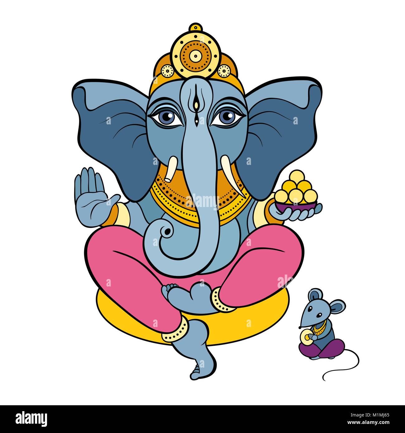 Ganapati meditazione in lotus pongono Illustrazione Vettoriale