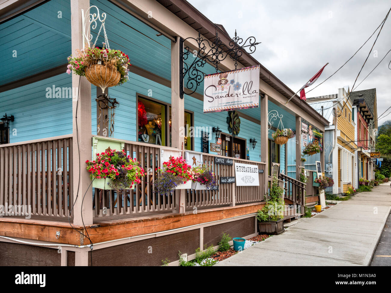 Edifici al Sesto Street a New Denver, Slocan Valley, West Kootenay Regione, British Columbia, Canada Foto Stock