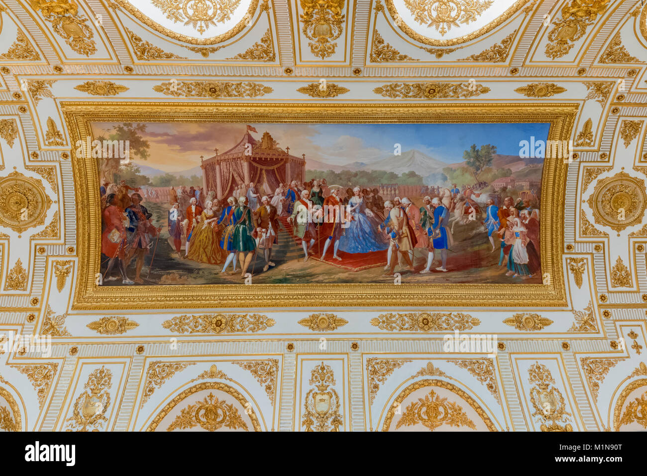 Gli appartamenti del Palazzo Reale: la sala del trono (Palazzo Reale di Caserta) Foto Stock