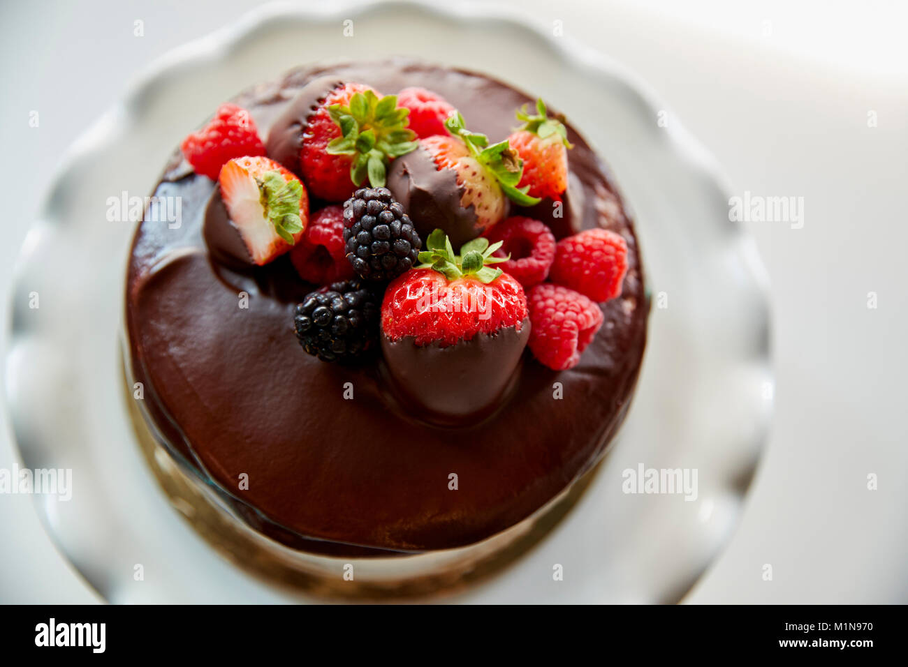 Torte fresche con glassa di crema di burro su supporto Foto Stock