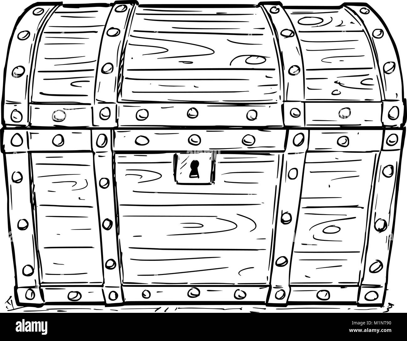 Cartoon disegno vettoriale del vecchio vuoto chiuso o bloccato torace pirata Illustrazione Vettoriale