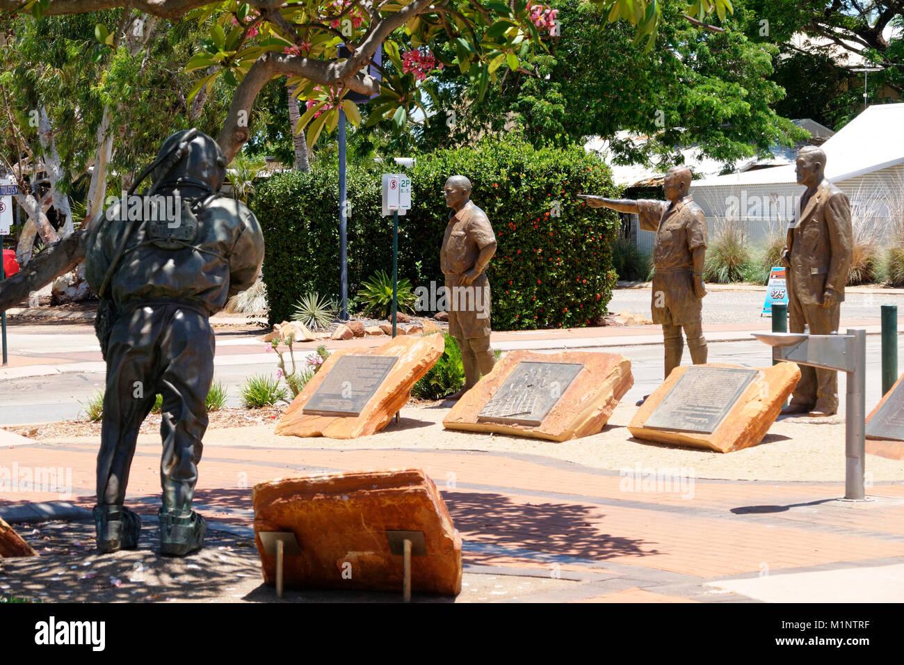 Monumento ai fondatori del Iindustry Madreperlante, Broome, West Kimberley, Australia occidentale Foto Stock