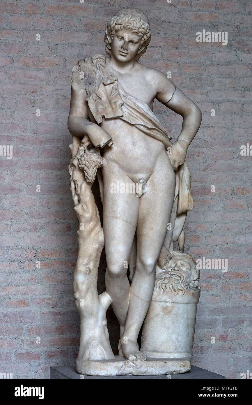 Statua di Satiro,l'Prassitele, copia romana di un originale greco,ca. 330 BC,glyptotheque,Monaco di Baviera, Baviera, Germania Foto Stock