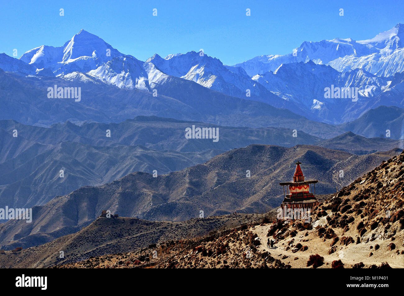 Annapurna paesaggio, Mustang, Nepal, Himalaya, Asia Foto Stock