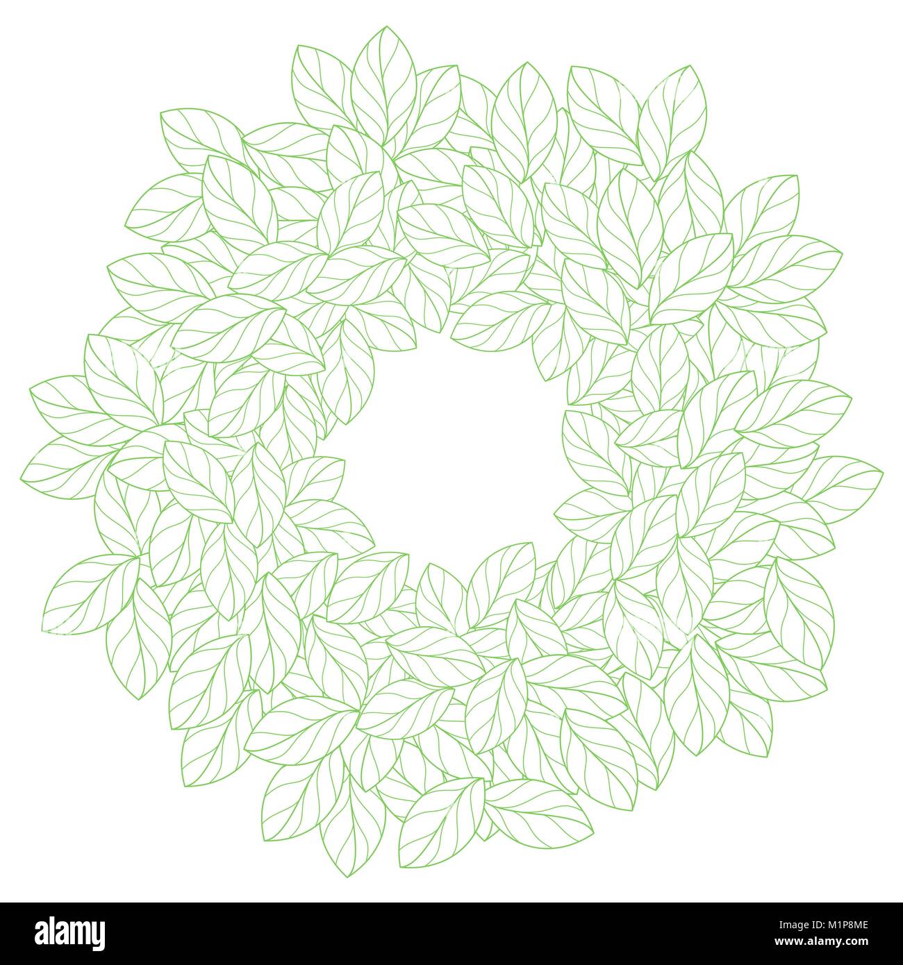 Cornice rotonda fatta di foglie lineari Illustrazione Vettoriale