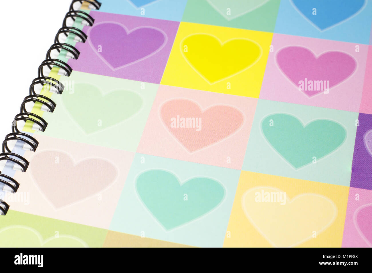 Chiuso cuore colorata grafica notebook di copertura Foto Stock