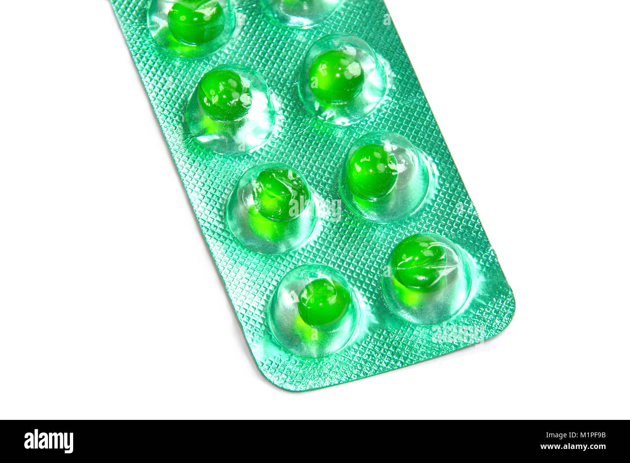 Chiuso fino flatulenza pillola verde in blister Foto Stock