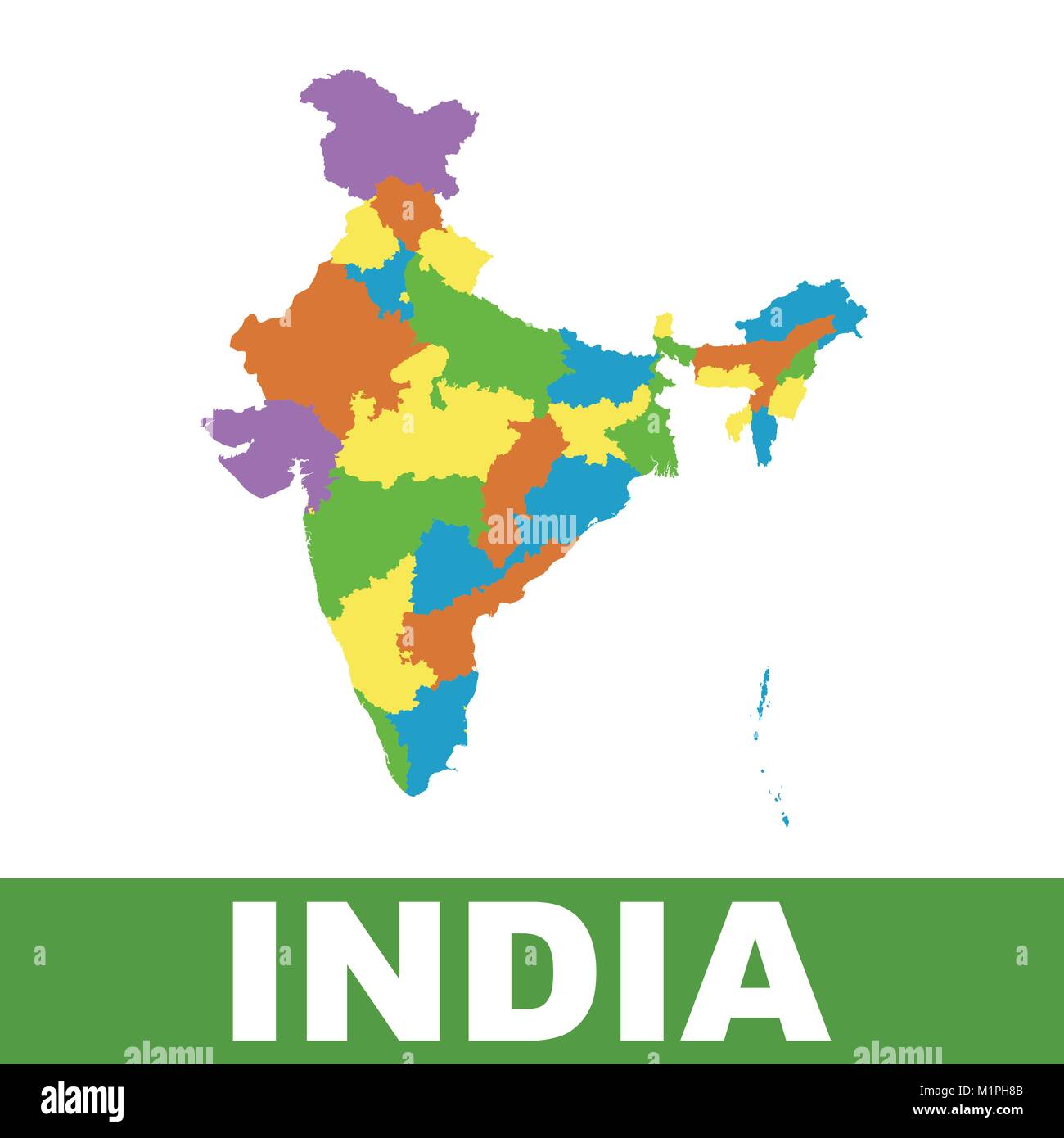 India mappa con gli stati federali. Vettore di Piana Illustrazione Vettoriale