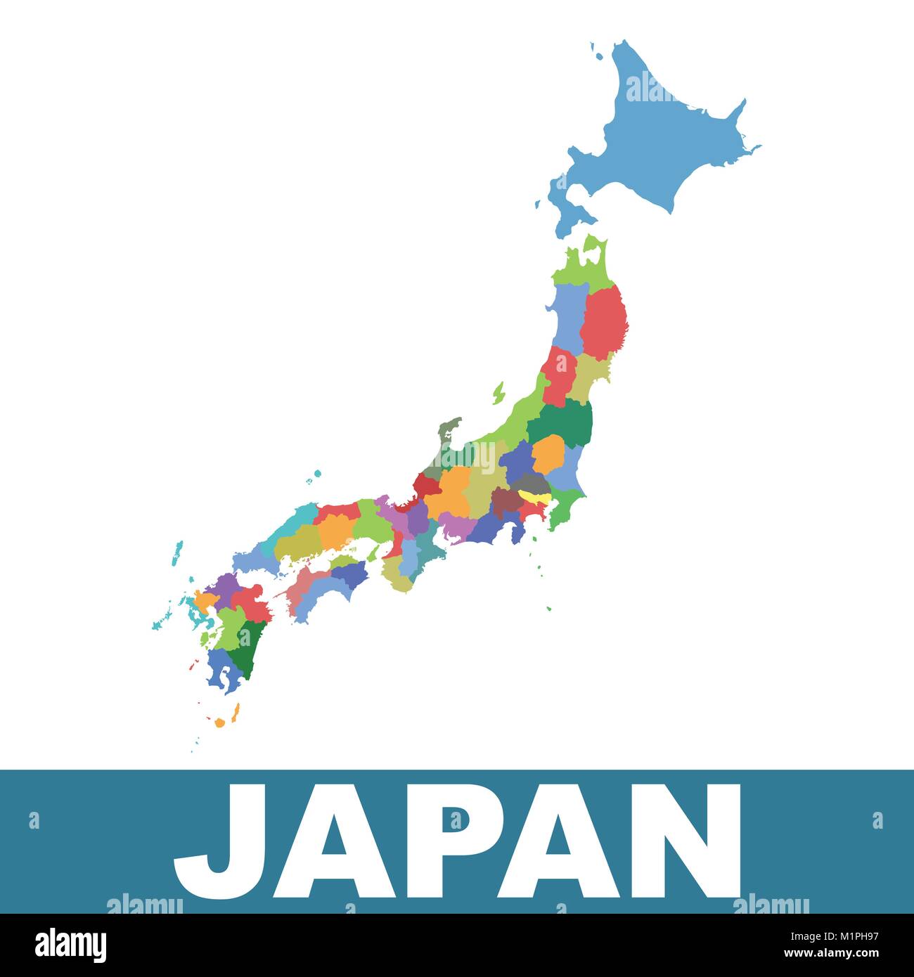 Giappone mappa amministrativa. Piatto di vettore Illustrazione Vettoriale