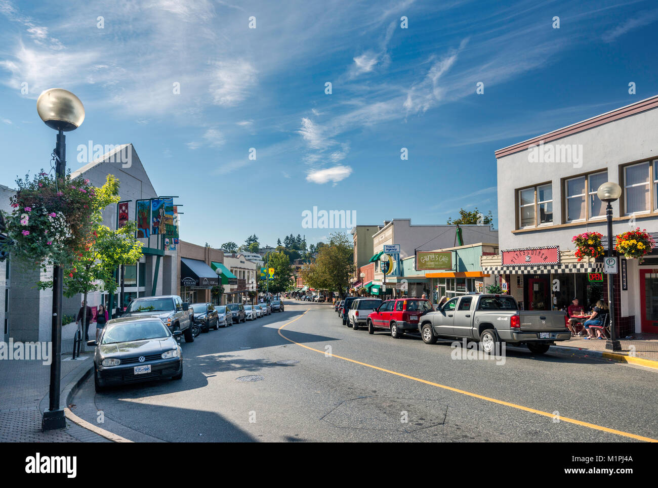 Commercial Street, centro business di Nanaimo, Isola di Vancouver, British Columbia, Canada Foto Stock