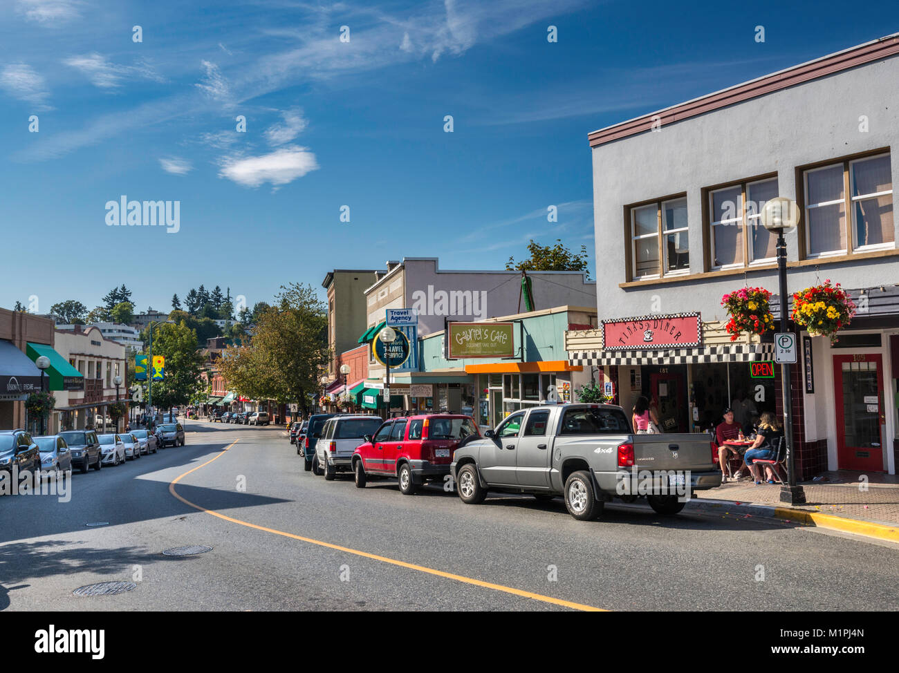 Commercial Street, centro business di Nanaimo, Isola di Vancouver, British Columbia, Canada Foto Stock