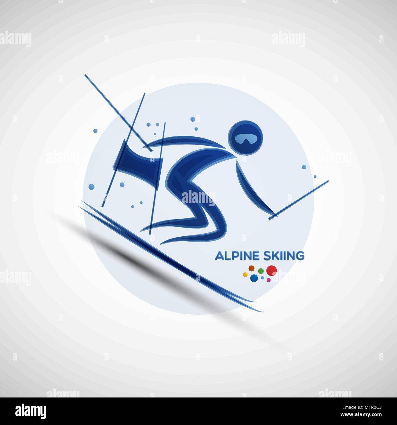 Lo sci alpino campionato banner. Sport invernali icona. Abstract sportsman silhouette. Illustrazione Vettoriale di sciatore di slalom sulla pista Illustrazione Vettoriale