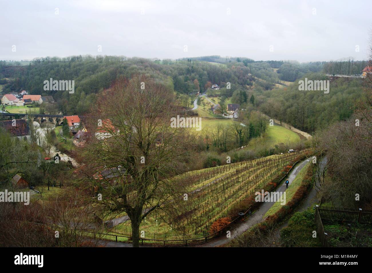 Le colline intorno a Rothenburg, Germania Foto Stock