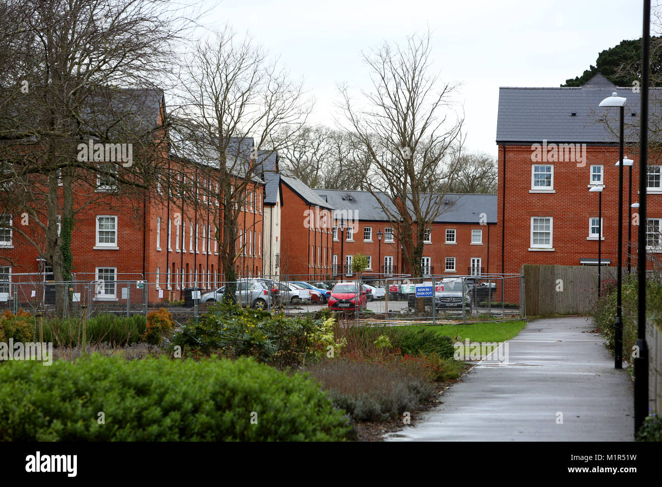 Viste generali di Linden sviluppo Case in costruzione, Graylingwell Park, Chichester, West Sussex, Regno Unito. Foto Stock