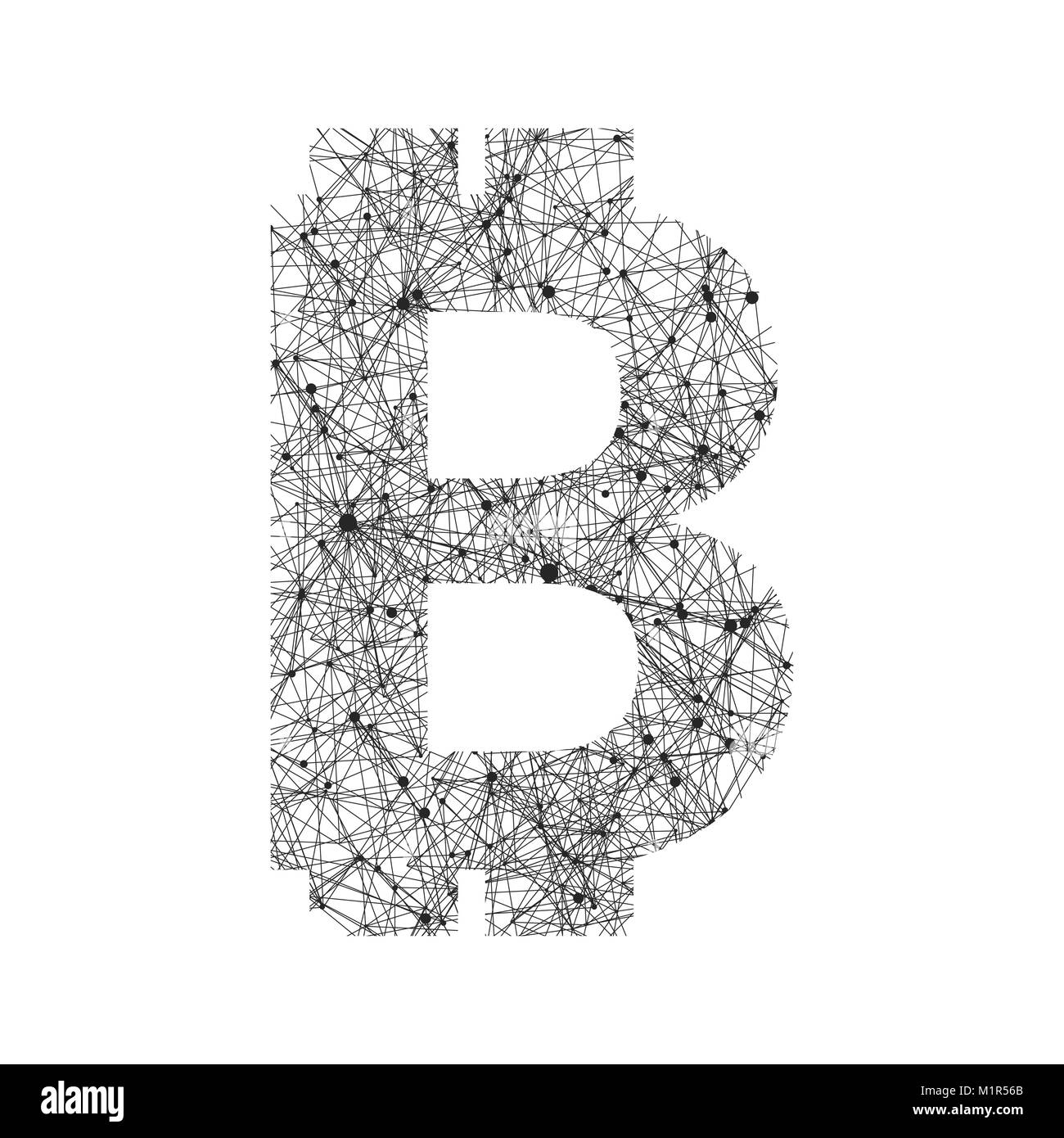 Simbolo del vettore di tecnologia bitcoin Illustrazione Vettoriale