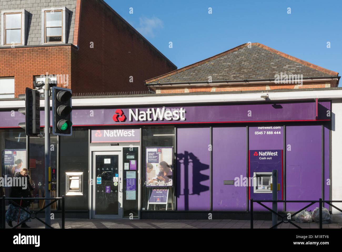 Natwest Bank ramo su un high street in Hampshire Foto Stock