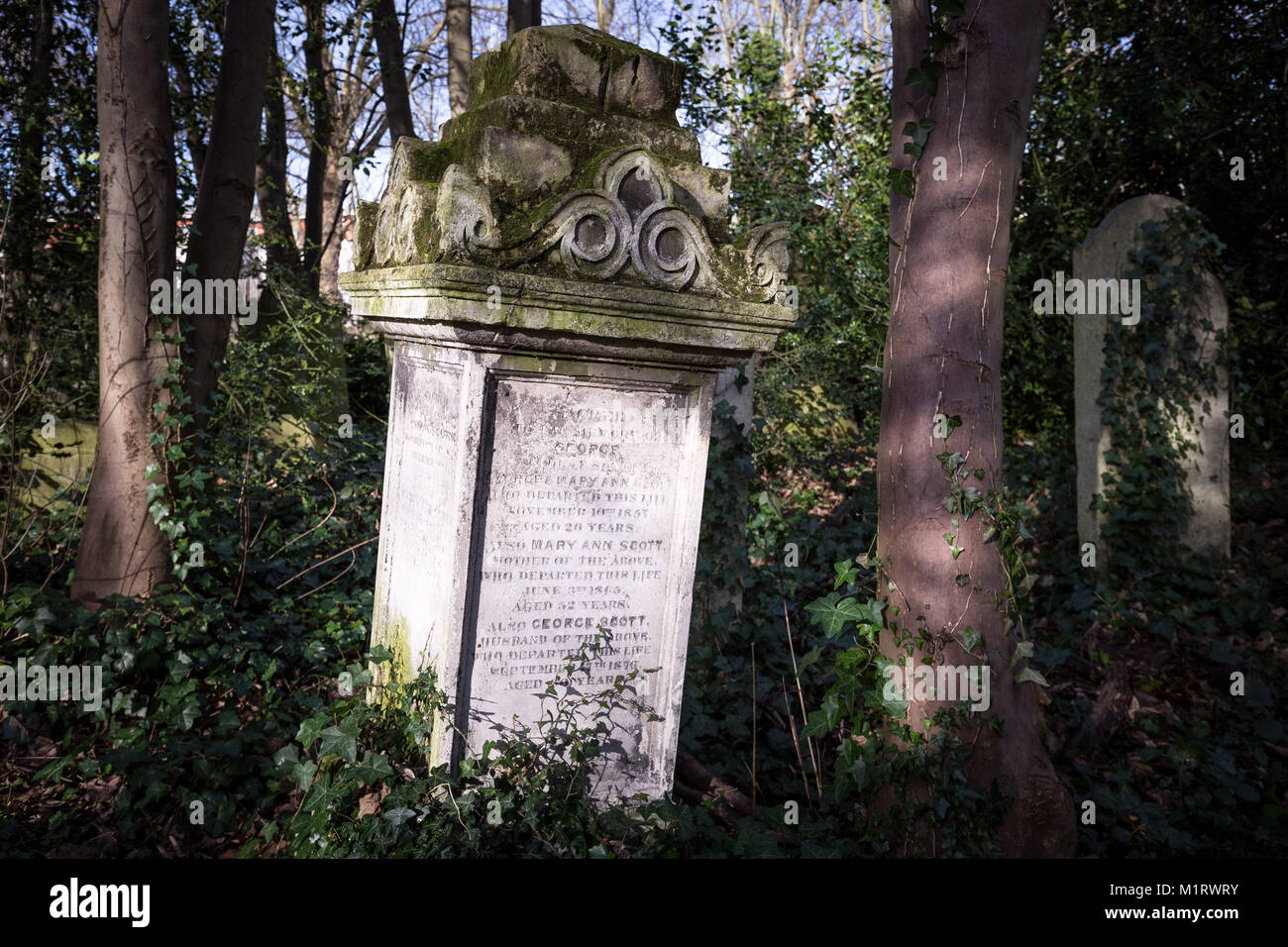 Tower Hamlets cimitero parco nella zona est di Londra, Regno Unito. Foto Stock