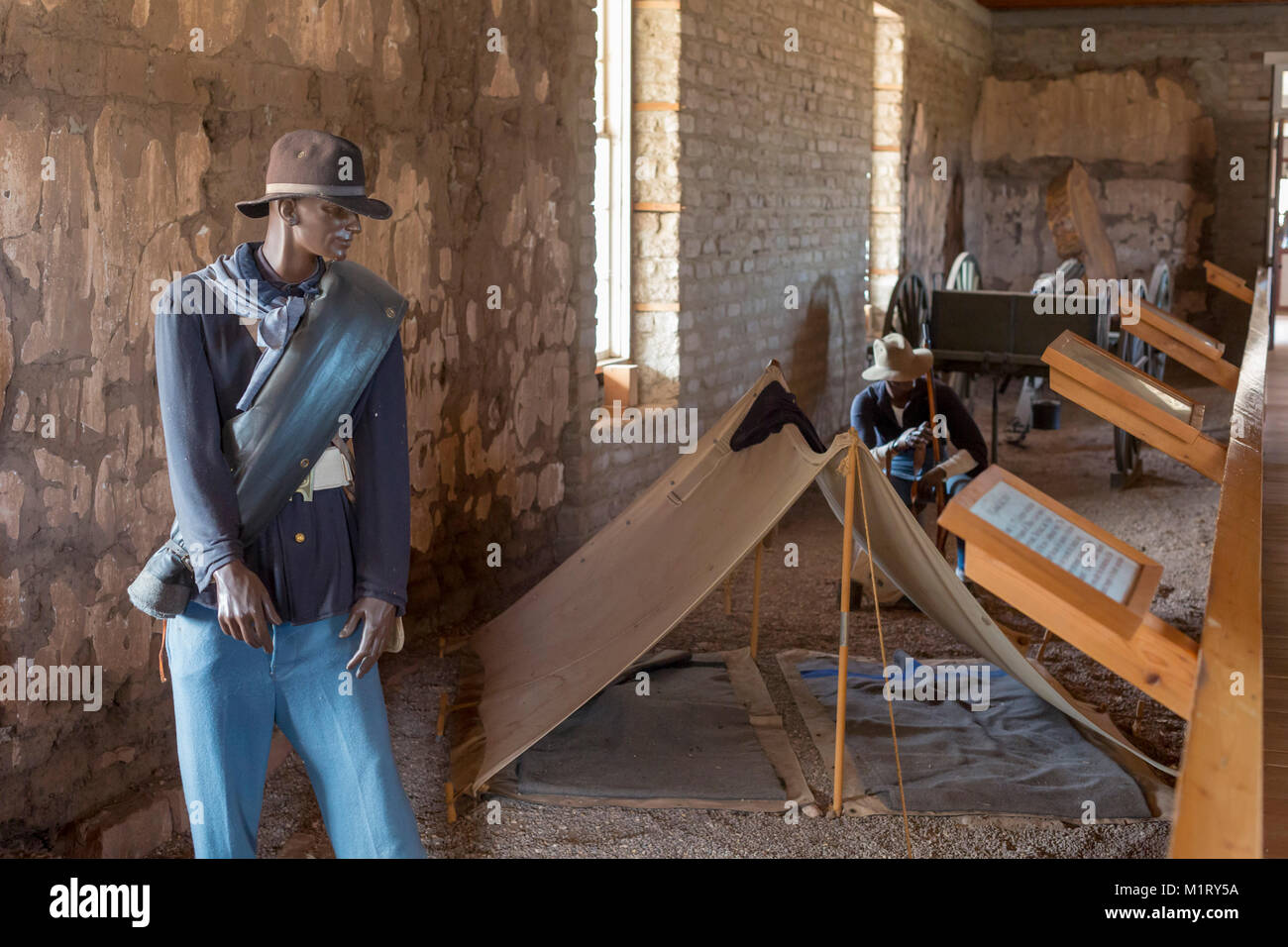 Fort Davis, Texas - Una mostra nel centro visitatori a Fort Davis National Historic Site illustra l'afro-americano di "Buffalo di soldati che erano Foto Stock