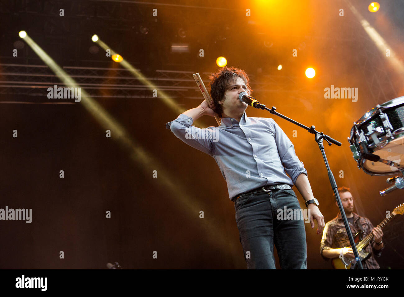 Il cantante inglese, compositore e musicista Jamie Cullum esegue un concerto dal vivo presso il norvegese music festival Bergenfest 2013. Norvegia, 14/06 2013. Foto Stock